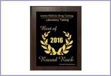 A plaque that says best of round rock 2 0 1 6